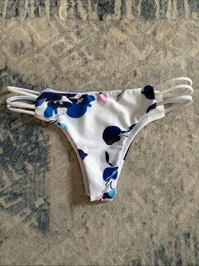 Strappy Floral Thong Bikini Bottoms